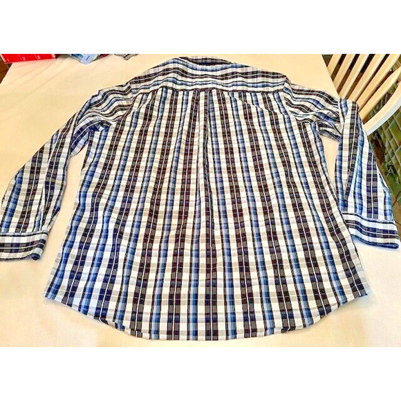 CHAPS Mens Long Sleeve Shirt Size XL Button Down Collar Blue Plaid - Picture 2 of 8